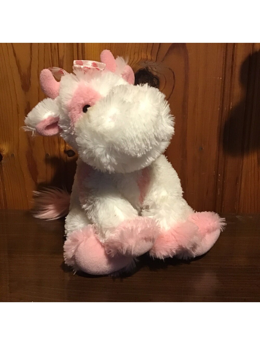 Russ Berrie Maribell Cow Plush Pink White Stuffed Animal Toy Polka Dot Ribbon